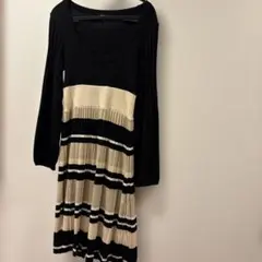 ˚*M様 DURAS ambient ニットワンピース　黒×ベージュ　Fサイズ