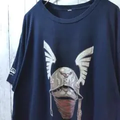 USA古着 グラフィックTシャツ XL相当 紺 ビッグシルエット ストリート