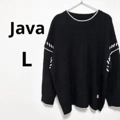 Java ジャバ レディース オーバーサイズ ニット 黒ブラック カジュアル L