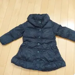 COMME CA ISM ブラックドット柄 ダウンコート 100cm