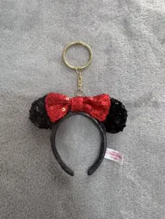 スパンコールカチューシャ　ミニー　キーチェーン