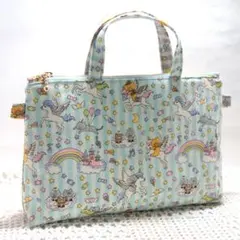 ハンドメイド 持ち手付き フラットポーチ ユキエモン クックキャッツ