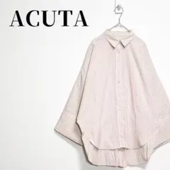 ACUTA　アクータ　ストライプTCビッグカフスシャツ　ピンク×ホワイト　Fのサムネイル