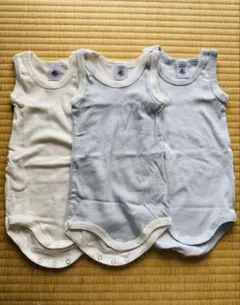 プチバトー ベビー肌着 ロンパース 3枚セット 6m