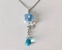美品 アナスイ ネックレス フラワーモチーフ パープルピンク ビーズ 