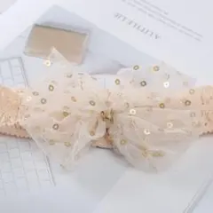 上品　米色　レスリボン　ベビーヘアバンド　キッズヘアアクセサリー