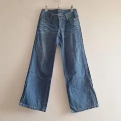 ワイドデニム ブルー　ウエスト61　レディース