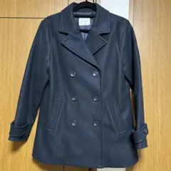 ブラック ダブルブレスト ピーコート