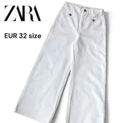 【美品】ZARA ザラ 金ボタン マリンワイドデニムパンツ 白 日本XS〜S相当のサムネイル