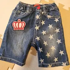 BABYDOLL デニムショートパンツ 90cm 星柄 王冠刺繍