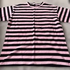 W♥C ボーダー 半袖 Tシャツ ピンク×ブラックのサムネイル