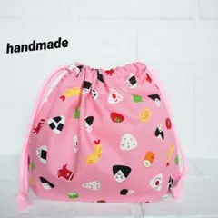 弁当袋　ハンドメイド　おにぎり　おかず　ピンク