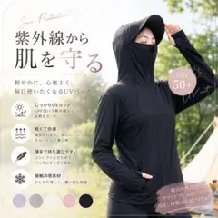 【UPF50➕】新品 UVカット パーカー 接触冷感 黒 Mのサムネイル