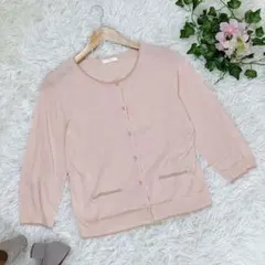 【Vis】 M  サマーニットシアーカーディガン　ラメ　ボタン　ビス