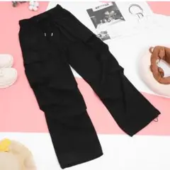 [美品］かっこいいズボン メンズ カーゴパンツ LIFKOME 夏 ブラック　L