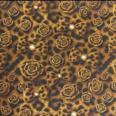 1m 2026年新柄　豹柄立体視感リボン薔薇花柄パールコットンプリント生地