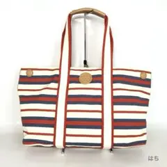 TORY BURCH トリーバーチ トートバッグ ボーダー キャンバス 大容量