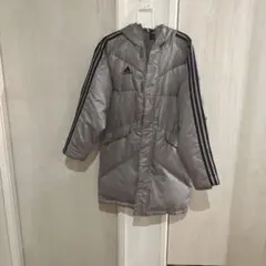 adidas フード付きベンチコート グレー　サイズM〜L