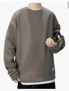 長袖 無地 ロングTシャツ L ダークグレー