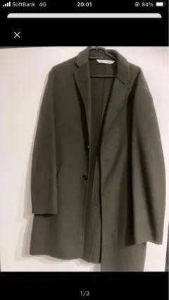 ZARA チェスターコート EUR S オリーブグリーン