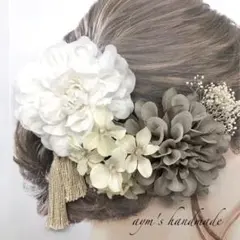 【選べるカラー】ベージュ〜和装花髪飾り〜結婚式　成人式　卒業式　振袖　袴　七五三