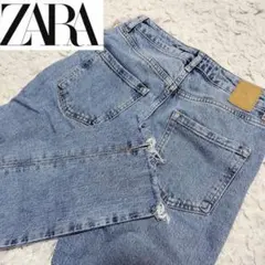 ZARA カットオフデニム ストレートデニム EUR34 ライトブルー