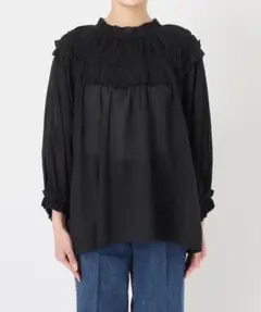 シンプリシテェ【F】2WAYギャザーブラウス　黒　大人可愛い　お出かけ　着回しのサムネイル