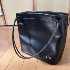 美品 キタムラ ブラック レザー ハンドバッグ 縦長 牛革 箱付 元町