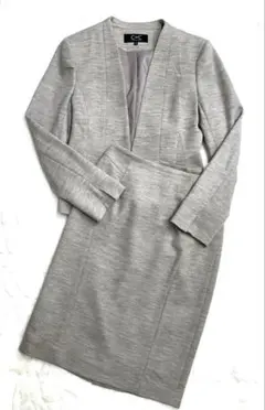 CDEC ノーカラージャケットスカートセットアップウール