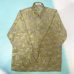 【美品古着】 幾何学模様 長袖シャツ M