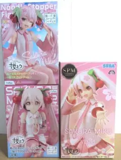 【未開封】初音ミク 桜ミクフィギュア３体セット ぬーどるストッパー・SPM