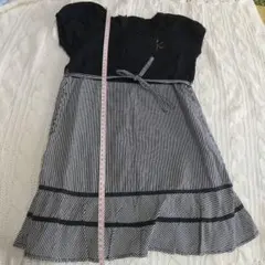 組曲ストライプ 半袖ワンピース 110cm-120cm Kの刺繍付き