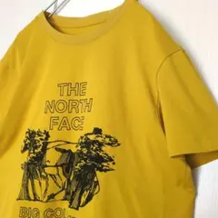ノースフェイス　両面ロゴ　Tシャツ　アウトドア　マスタード　XL　フィット