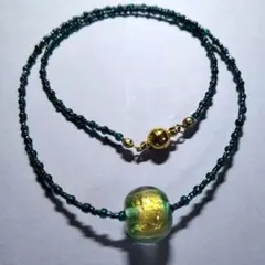 金箔トンボ玉ネックレス (強力マグネット)男女兼用