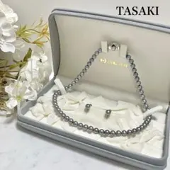 極美品✨タサキ パールネックレス42㎝ 約7〜7.5mm イヤリング K18WG