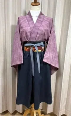 和洋折衷コーデ 羽織 着物リメイク 古布 サッシュベルト 3点セット