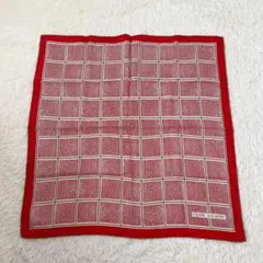 ピエールバルマン 大判スカーフ 赤×幾何柄 美品