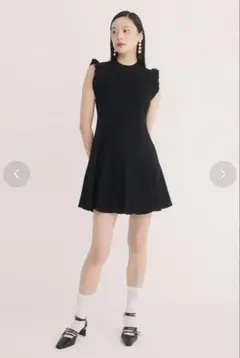 eimy istoire フリルリブニットワンピース　ブラック