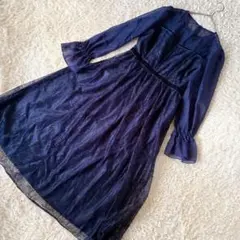 ボンルシール　ベロアパイピングキャンディスリーブフラワーレースドレス　結婚式