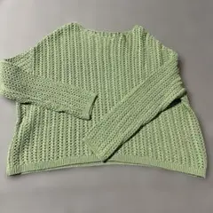 UNITED ARROWS 編み込みニット 長袖 オリーブグリーン