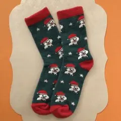 【新品・未使用】サンタ犬 デザイン クリスマス ソックス