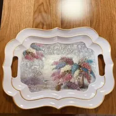 『最終処分』　アンティーク風トレー　フリルラベンダートレイ