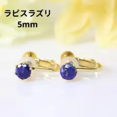 サージカルステンレス ラピスラズリ 5mm ゴールド イヤリング