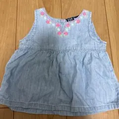 GAP デニム刺繍ノースリーブトップス 12-18ヶ月