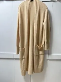 バナナリパブリック ベージュカシミア入りロングカーディガン
