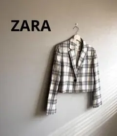 新品タグ付きZARA チェック柄 ショートジャケット S