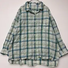 ゴールデンベアー　チェック柄シャツ 長袖 ミントグリーン LL トップス