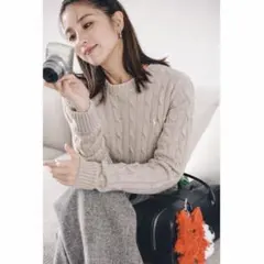 ラルフローレン ケーブルニット ピマコットン ベージュ×白ポニー SP