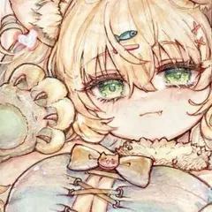 ほ*も様 【手描き】オリジナル・ケモ耳女の子 アナログ原画 一点物 ハガキサイズ