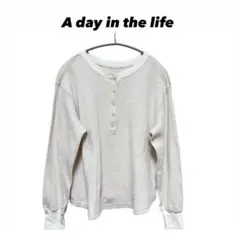 A day in the life ワッフル フロントボタン 長袖 トップス